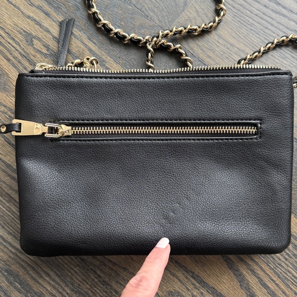 INC Vachetta Crossbody Clutch Handbag Purse Black w Gold Accent Removable Chain - Picture 4 of 17